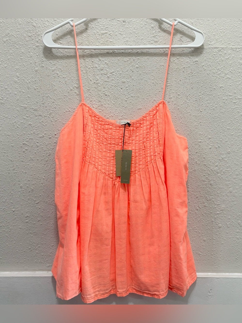 J. Crew Neon Coral Pintuck Tank Top NWT 10